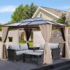 10x12 Hardtop Gazebo,UV 50+ Outdoor Canopy with Mosquito Netting and Curtains