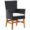 9 Piece Outdoor Dining Set Poly Rattan and Acacia Wood Black