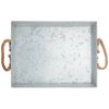 Mix Media Galvanized Tray  With Rope Handles, Gray