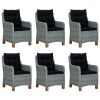 7 Piece Outdoor Dining Set with Cushions Poly Rattan Light Gray