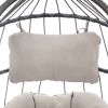 Indoor Outdoor Wicker Rattan Swing Chair Hammock chair Hanging Chair with Aluminum Frame and Grey Cushion Without Stand 265LBS Capacity