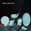 Oujiang Ceramic Set 25pcs Longquan Celadon Pink Cyan