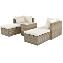 Outdoor Patio Furniture Set, 5-Piece Wicker Rattan Sectional Sofa Set