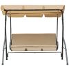 Outdoor 3 Person Patio Swing Seat with Adjustable Canopy for Patio, Garden, Poolside, Balcony -- Brown XH