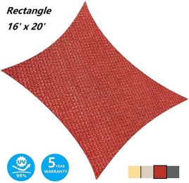 16' x 20' Rectangular Sun Shade Sail UV Block Canopy for Outdoor,Sand