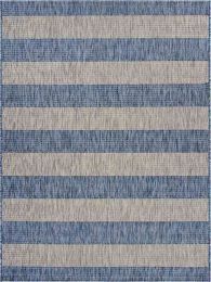 Home Decor Indoor/Outdoor Accent Rug Natural Stylish Classic Pattern Design (Color: Grey & Blue, size: 5'0" X 7'0")