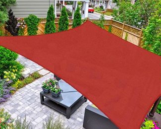 12' x 16' Rectangular Sun Shade Sail UV Block Canopy for Outdoor,Sand (Color: Red)