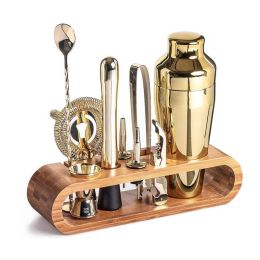 Bar Tools Cocktail Making 10-in-1 Cocktail Shaker Set Kit (Material: Stainless Steel, Color: Gold)