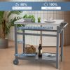 Outdoor Prep Cart Dining Table for Pizza Oven, Patio Grilling Backyard BBQ Grill Cart