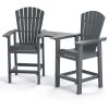 Patio Bar Stools Adirondack Arm Chairs Set of 2, All Weather Outdoor Furniture Wood-Like HDPE Deck Backyard Garden Dining Chairs, Beach Balcony Chair