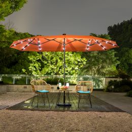 Iuno 13\'*6.5\' Solar Light Market Umbrella (Color: Red)