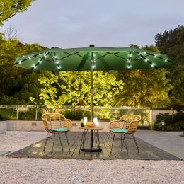 Iuno 13\'*6.5\' Solar Light Market Umbrella (Color: Green)