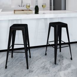 Bar Stools 2 pcs Black Steel (Color: Black)