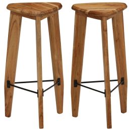 Bar Stools 2 pcs Solid Acacia Wood (Color: brown)