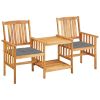 Garden Chairs with Tea Table and Cushions Solid Acacia Wood