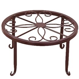 Plant Stand Floor Flower Pot Rack Round Iron Home Garden Indoor Balcony Decor (Color: Red Bronze)