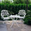 3 Piece Bistro Set Cast Aluminum White