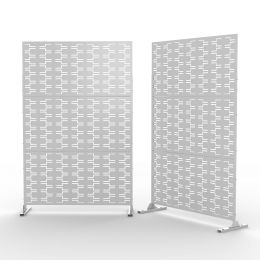 6.5 ft. H x 4 ft. WPatio Laser Cut Metal Privacy Screen, 24"*48"*3 panels (Material: Galvanized steel, Color: White)