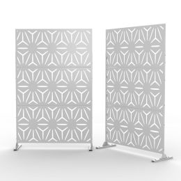 6.5 ft. H x 4 ft. W Laser Cut Metal Privacy Screen, 24"*48"*3 panels (Material: Galvanized steel, Color: White)