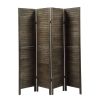 4-Panel Wood Room Divider Louver Partition Screen, 5.6 Ft. Tall Folding Privacy Screen for Home Office, Bedroom, Rustic Brown XH