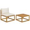 2 Piece Garden Sofa Set with Cushion Solid Acacia Wood