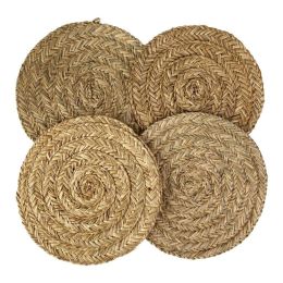 Round Seagrass Placemats , Table Decoration Charger Plate Alternative (Set 4) (Color: Braided Placemat)