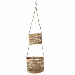 2-Tier Woven Wall Hanging Baskets for Storage and Plant Pot Holder (Shape: Half Moon)