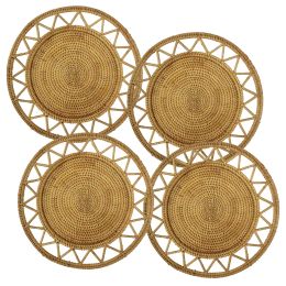 Rattan Woven Placemats for Dining Table | Heat Resistant Non-Slip Wicker Placemat (Style: Star)