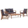 4 Piece Garden Lounge Set with Cushions Solid Acacia Wood