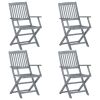 5 Piece Folding Outdoor Dining Set Solid Eucalyptus Wood