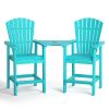 Patio Bar Stools Adirondack Arm Chairs Set of 2, All Weather Outdoor Furniture Wood-Like HDPE Deck Backyard Garden Dining Chairs, Beach Balcony Chair