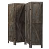 4-Panel Wood Privacy Room Divider Upscale Sycamore Solid Folding Wall Room Divider Screens Partial Partition for Room Division