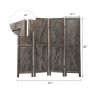 4-Panel Wood Privacy Room Divider Upscale Sycamore Solid Folding Wall Room Divider Screens Partial Partition for Room Division