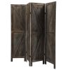 4-Panel Wood Privacy Room Divider Upscale Sycamore Solid Folding Wall Room Divider Screens Partial Partition for Room Division