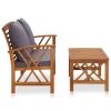 2 Piece Garden Lounge Set with Cushions Solid Acacia Wood