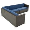 9 Piece Rattan Sectional Seating Group with Cushions and Ottoman, Patio Furniture Sets, Outdoor Wicker Sectional