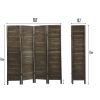 4-Panel Wood Room Divider Louver Partition Screen, 5.6 Ft. Tall Folding Privacy Screen for Home Office, Bedroom, Rustic Brown XH