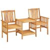 Garden Chairs with Tea Table and Cushions Solid Acacia Wood