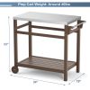 Outdoor Prep Cart Dining Table for Pizza Oven, Patio Grilling Backyard BBQ Grill Cart