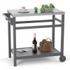 Outdoor Prep Cart Dining Table for Pizza Oven, Patio Grilling Backyard BBQ Grill Cart