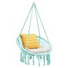 Comfortable And Safe Hanging Hammock Chair With Handwoven Macrame Cotton Backrest