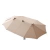 15FT Patio Double-Sided Umbrella with Solar LED Lights, Outdoor Market Umbrella with 48 Solar Powered LED Lights & Crank