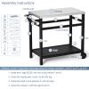 Outdoor Prep Cart Dining Table for Pizza Oven, Patio Grilling Backyard BBQ Grill Cart