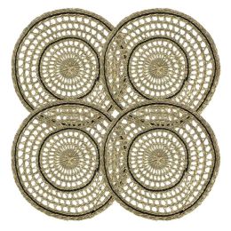 Round Seagrass Placemats , Table Decoration Charger Plate Alternative (Set 4) (Color: Rustic Mixed Placemat)