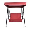 2-Seat Outdoor Patio Porch Swing Chair, Porch Lawn Swing With Removable Cushion And Convertible Canopy, Brown Red