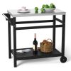 Outdoor Prep Cart Dining Table for Pizza Oven, Patio Grilling Backyard BBQ Grill Cart