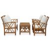 4 Piece Garden Lounge Set with Cushions Solid Acacia Wood