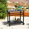 Outdoor Prep Cart Dining Table for Pizza Oven, Patio Grilling Backyard BBQ Grill Cart