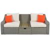 Patio Furniture Sets, 3-Piece Patio Wicker Sofa with Cushions, Pillows, Ottomans and Lift Top Coffee Table