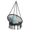 Comfortable And Safe Hanging Hammock Chair With Handwoven Macrame Cotton Backrest